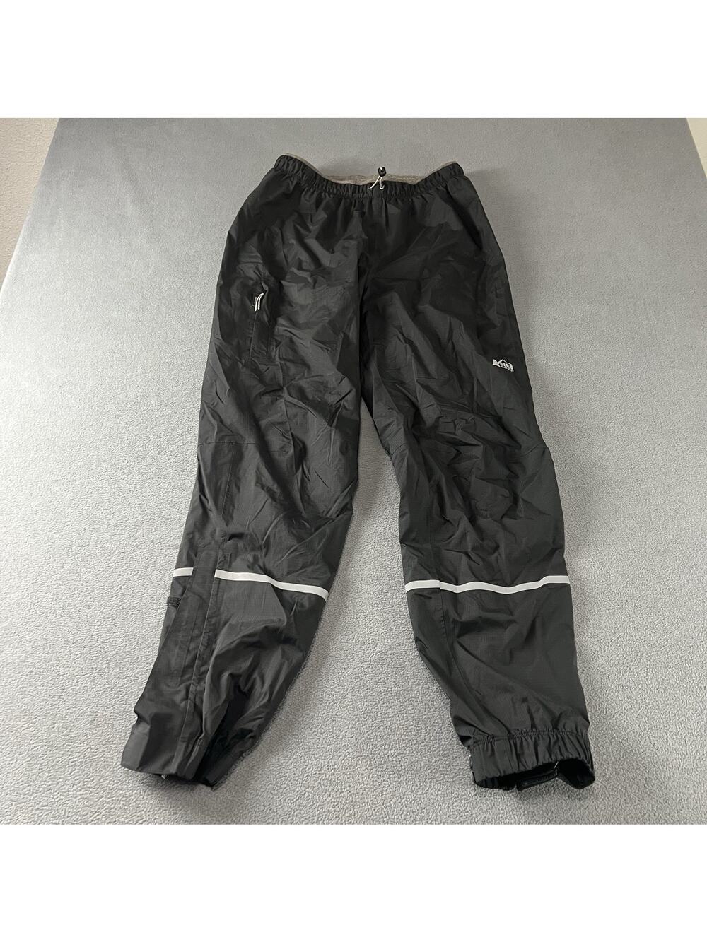 REI Co-Op Pants Mens Small Black Reflective Pull On Shell Hiking Outdoor